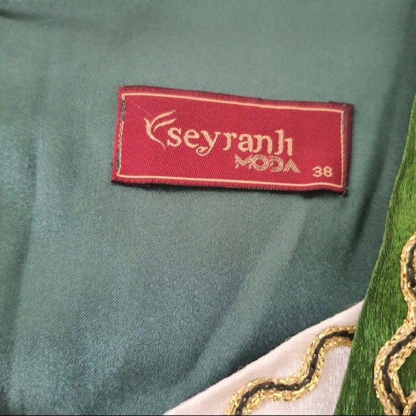 Yeşil Uzun Nakışlı Bohem Kadın Hint Elbisesi - Görsel 3