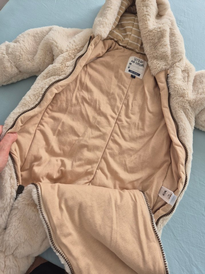 Kürklü Bej Unisex Bebek Tulumu - Görsel 5