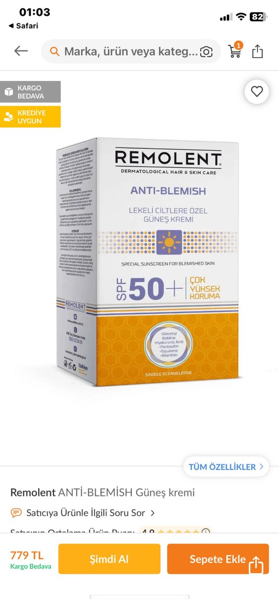 Remolent SPF 50+ Akneye Eğilimli Güneş Kremi - Görsel 2