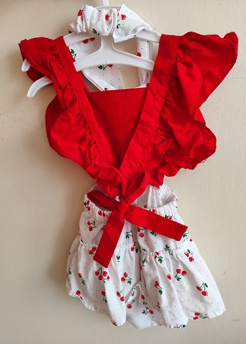 Kırmızı Fırfırlı Bebek Kız Takımı - Görsel 2