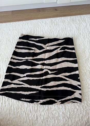 Kadın Zebra Desenli Mini Etek