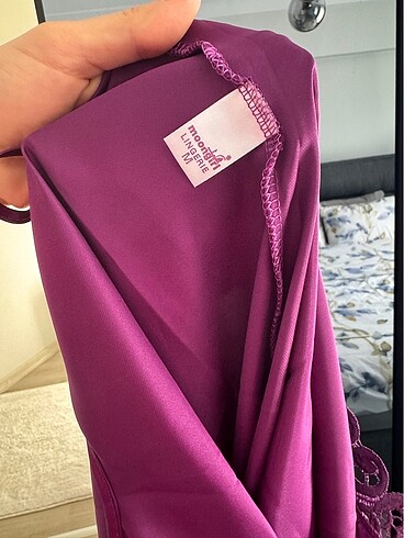 m Beden mor Renk Saten elbise pijama