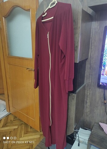 Diğer Bordo 44 46 beden uyumlu viskob kumaş ferace elbise