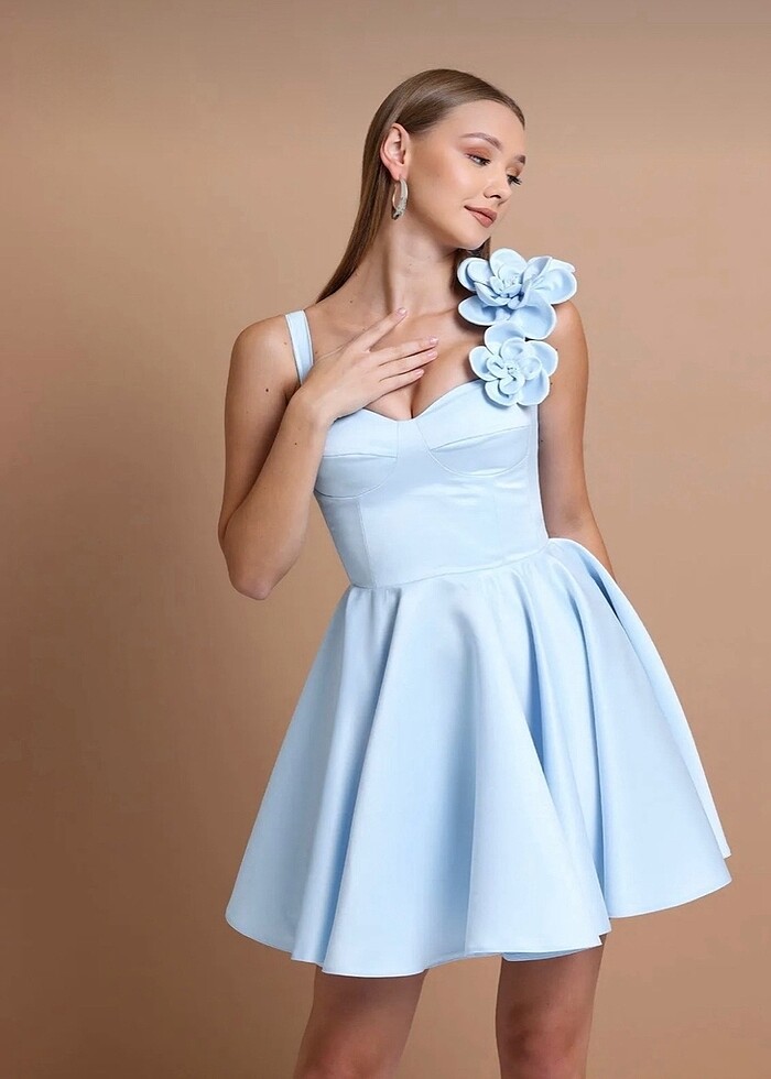 BEBE MAVİSİ MİNİ ELBİSE - Görsel 3