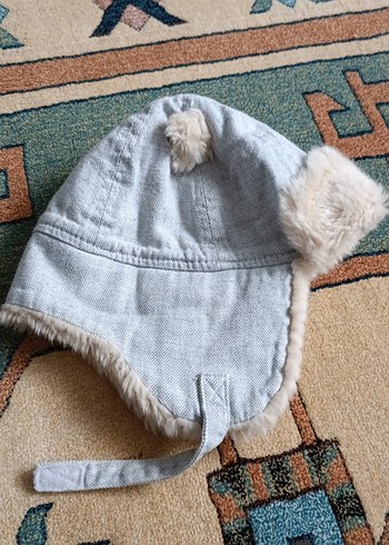 Gri Kürklü Çocuk Kulaklıklı Şapka - Görsel 2