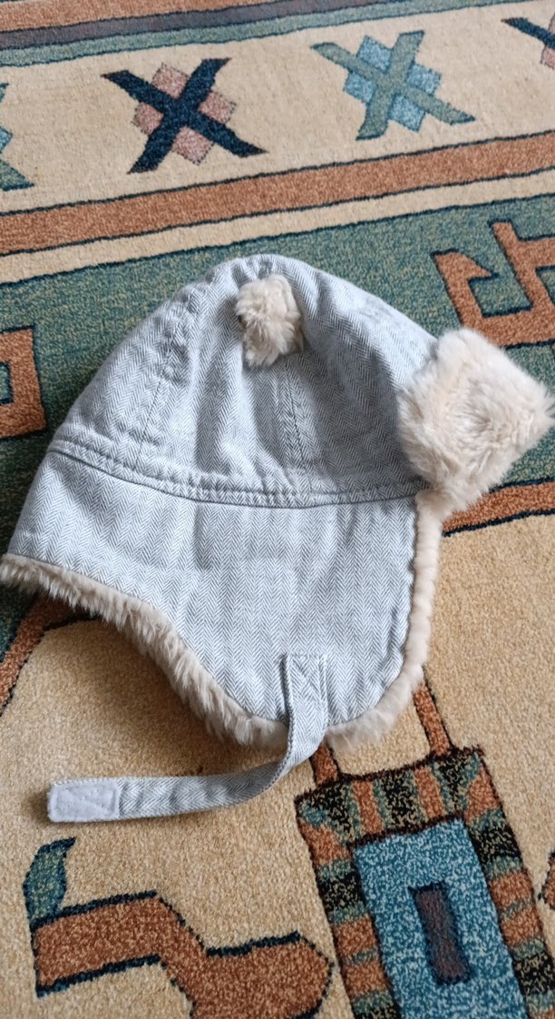 Gri Kürklü Çocuk Kulaklıklı Şapka - Görsel 2