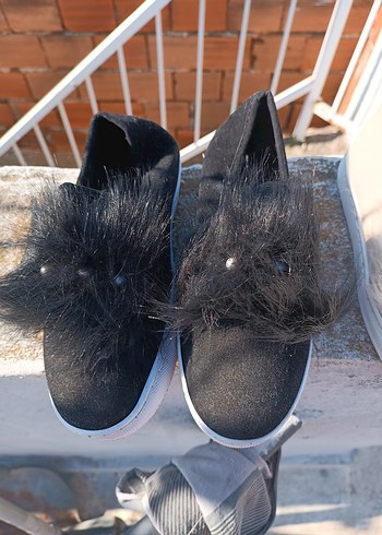 Beyaz Tüylü Kadın babet Ayakkabı - Görsel 4