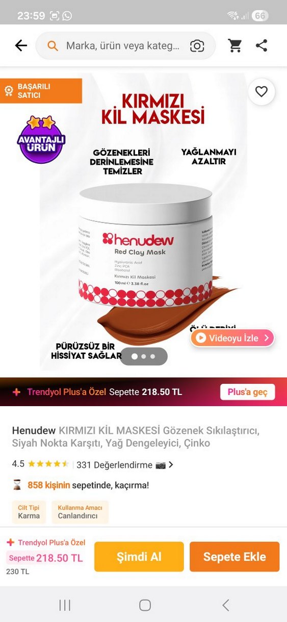 Henuedew Kırmızı Kil Maskesi 100 ml - Görsel 2