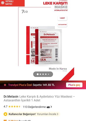 Dr. Melaxin Astaxanthin Aydınlatıcı Maske 25g 2 adet fiyatıdır - Görsel 3
