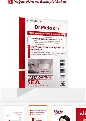 Dr. Melaxin Astaxanthin Aydınlatıcı Maske 25g 2 adet fiyatıdır - Görsel 2