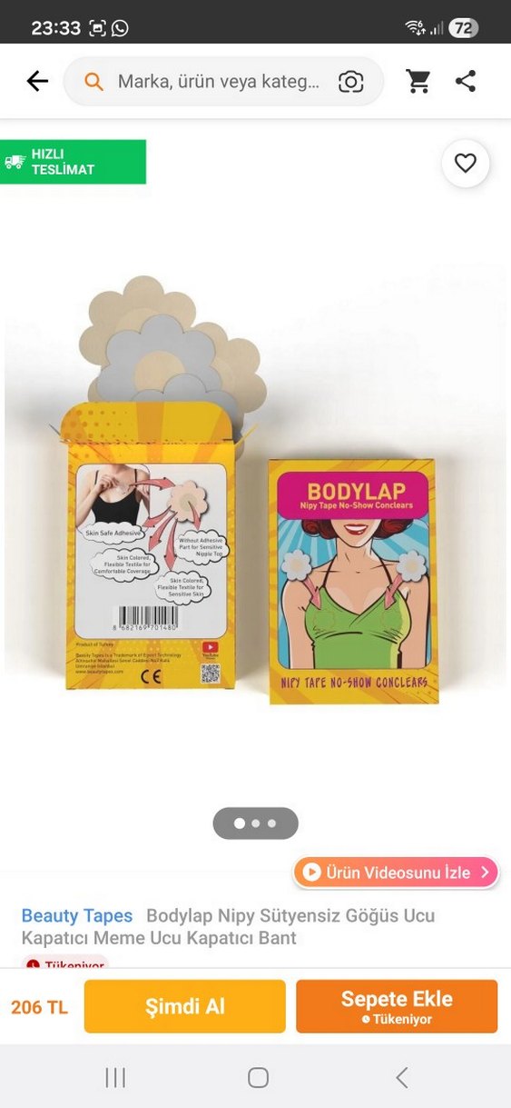 Bodylap Nipy Tape Göğüs Pedi Sarı - Görsel 2