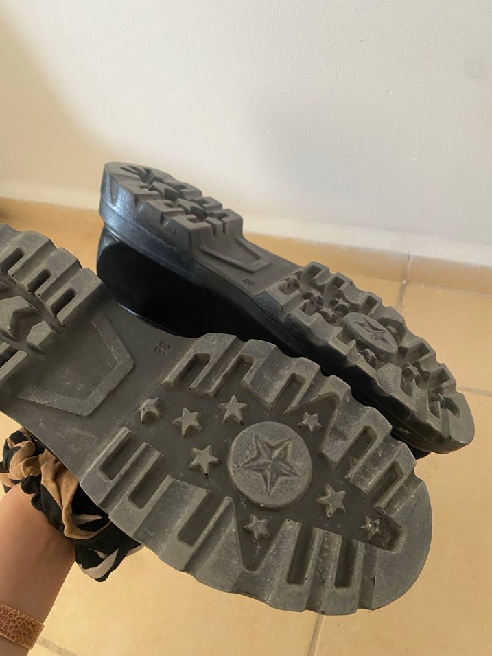 Siyah Deri Goth Platform Topuklu Kadın Loafer - Görsel 5