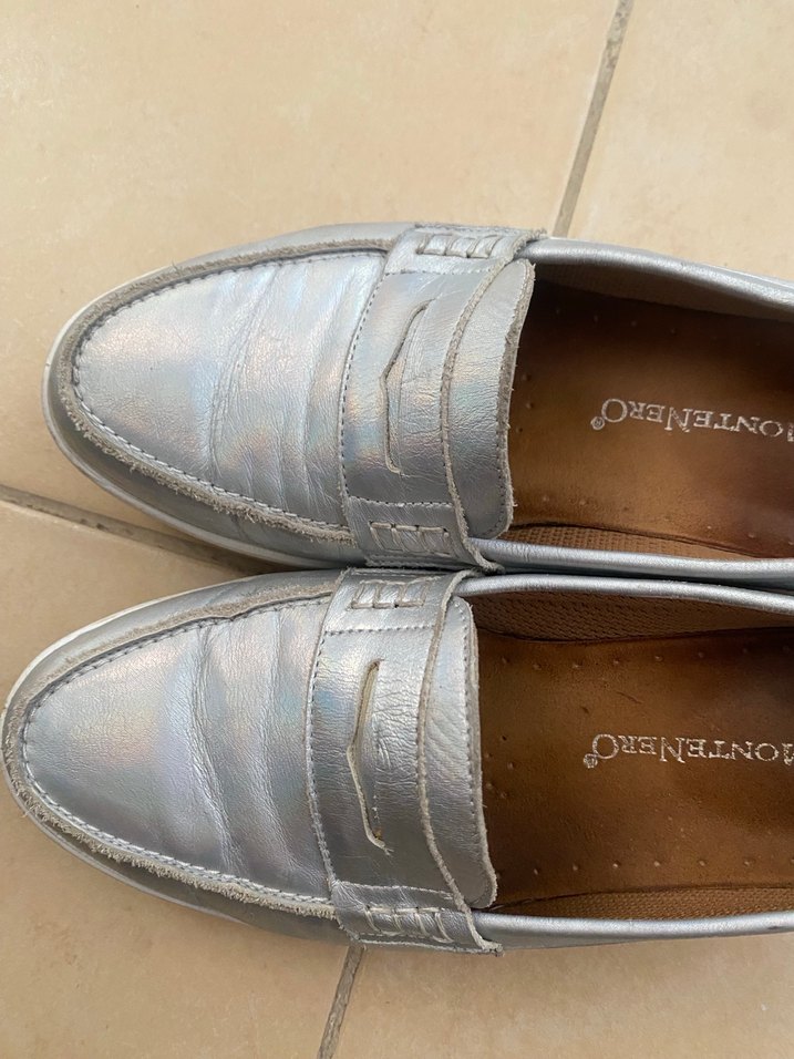 Gri Deri Kadın Dolgu Topuklu Loafer - Görsel 3