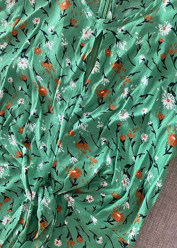 Yeşil V Yaka Midi Bohem Elbise - Görsel 2