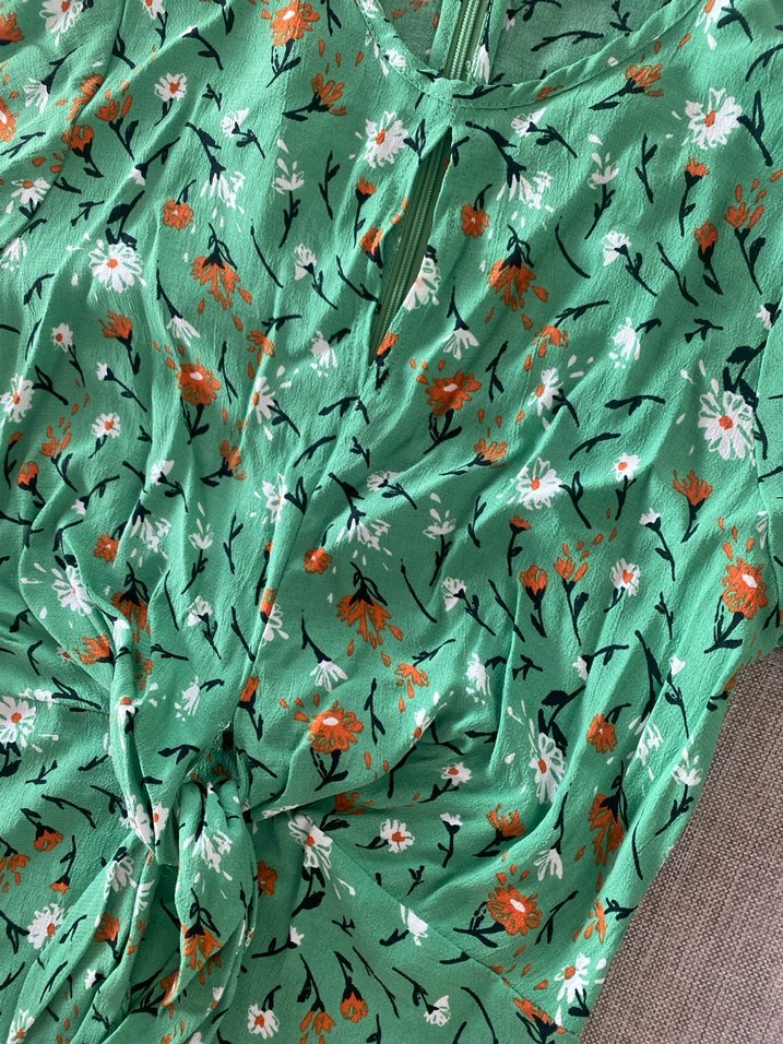 Yeşil V Yaka Midi Bohem Elbise - Görsel 2