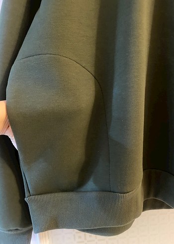 Haki Fermuarlı Yüksek Yakalı Sweatshirt - Görsel 6