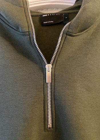 Haki Fermuarlı Yüksek Yakalı Sweatshirt - Görsel 4