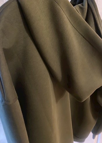 Haki Fermuarlı Yüksek Yakalı Sweatshirt - Görsel 5