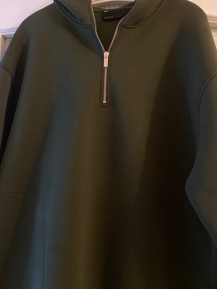 Haki Fermuarlı Yüksek Yakalı Sweatshirt - Görsel 2