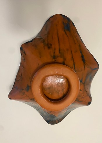 Mavi Tie-Dye Desenli Çağdaş Servis Tabağı - Görsel 3