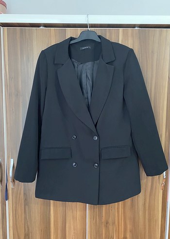 Düğmeli Siyah Kadın Blazer Ceket