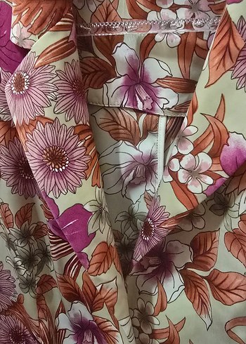 Çiçek Desenli Pembe Kadın Blazer Ceket - Görsel 3