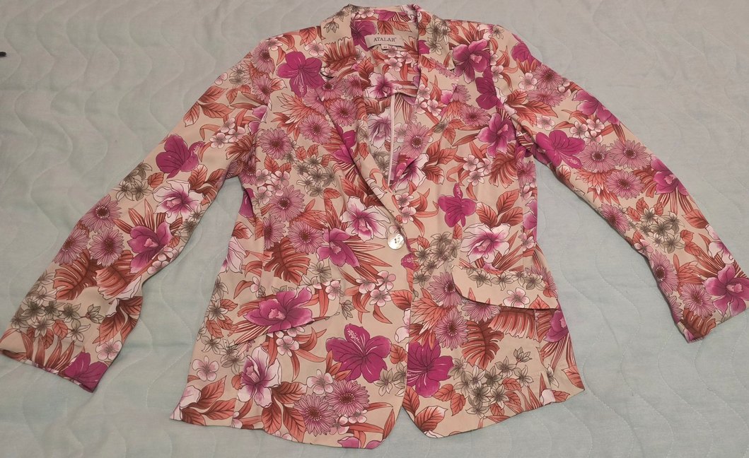 Çiçek Desenli Pembe Kadın Blazer Ceket - Görsel 2