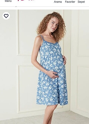 Mama Blue Flowers PENTİ HAMİLE Elbise