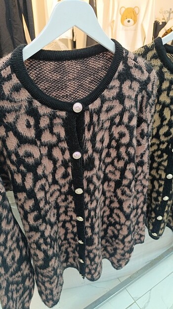 Trendyol & Milla Uzun Leopar Hırka 75 cm Pudra 