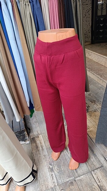 Bordo Vişne çürüğü Triko Pantalon Standart 