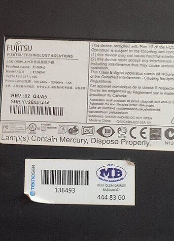 FUJITSU SCENICVIEW E19W-5 19 1440 X 900 5 MS DVI-D VGA SPEAKERS - Görsel 5