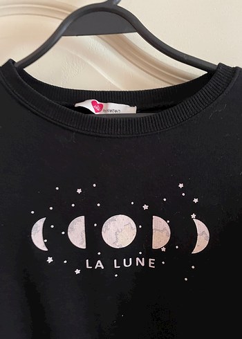 Siyah Baskılı Crop Kadın Sweatshirt - Görsel 2