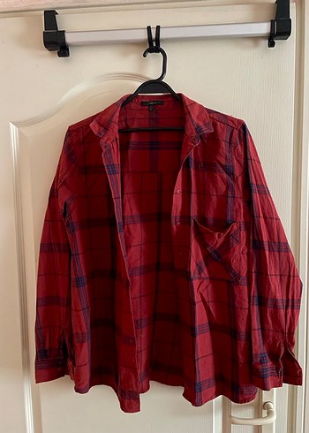 Bordo Uzun Kollu Düğmeli Salaş Kadın Gömlek - Görsel 2