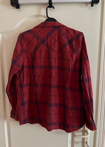 Bordo Uzun Kollu Düğmeli Salaş Kadın Gömlek - Görsel 4