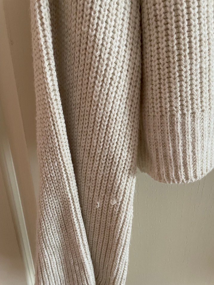 Bej Örgü Kadın Kazak, Uzun Kollu, Rahat Kesim - Görsel 4