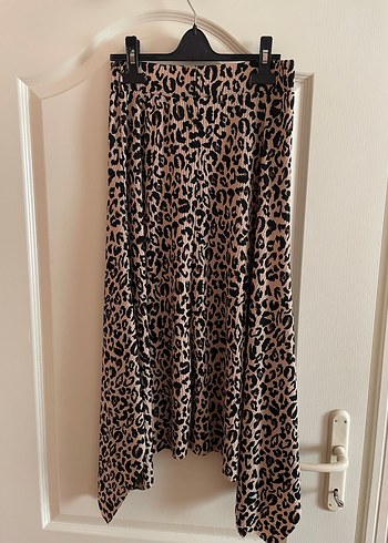 Kadın Leopar Desenli Uzun Asimetrik Salaş Etek - Görsel 4