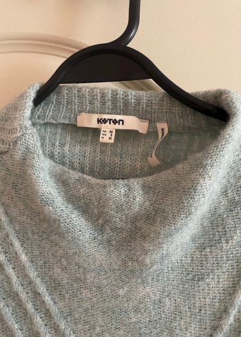 Kadın Bebek Mavisi Örgü Kolsuz Yüksek Yaka Süveter - Görsel 2