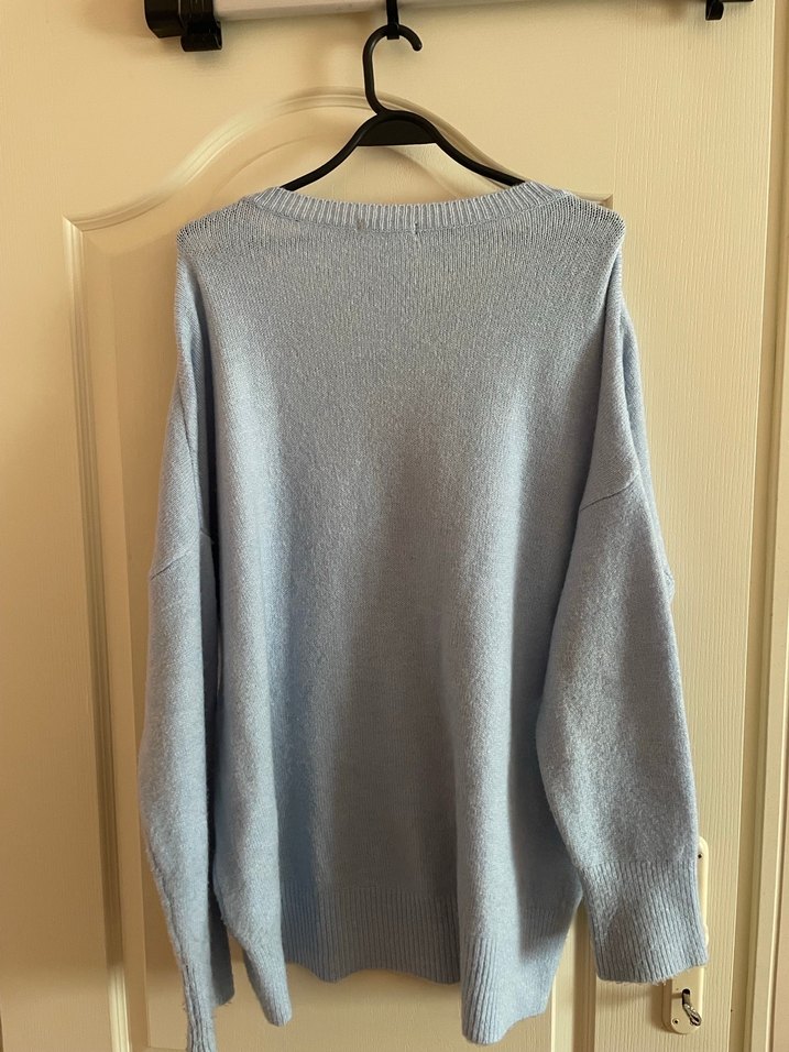 Bebek Mavisi Kadın Triko Uzun Kollu Kazak - Görsel 3