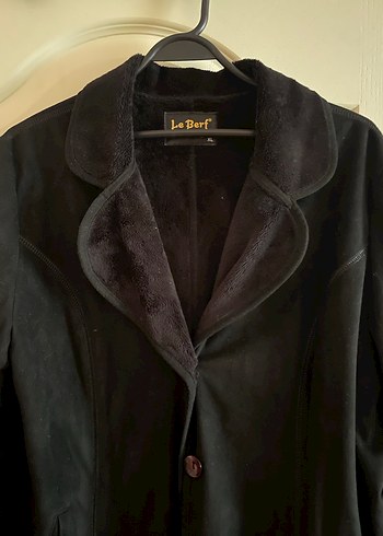 Siyah Uzun Süet Kadın Kaban - Görsel 3