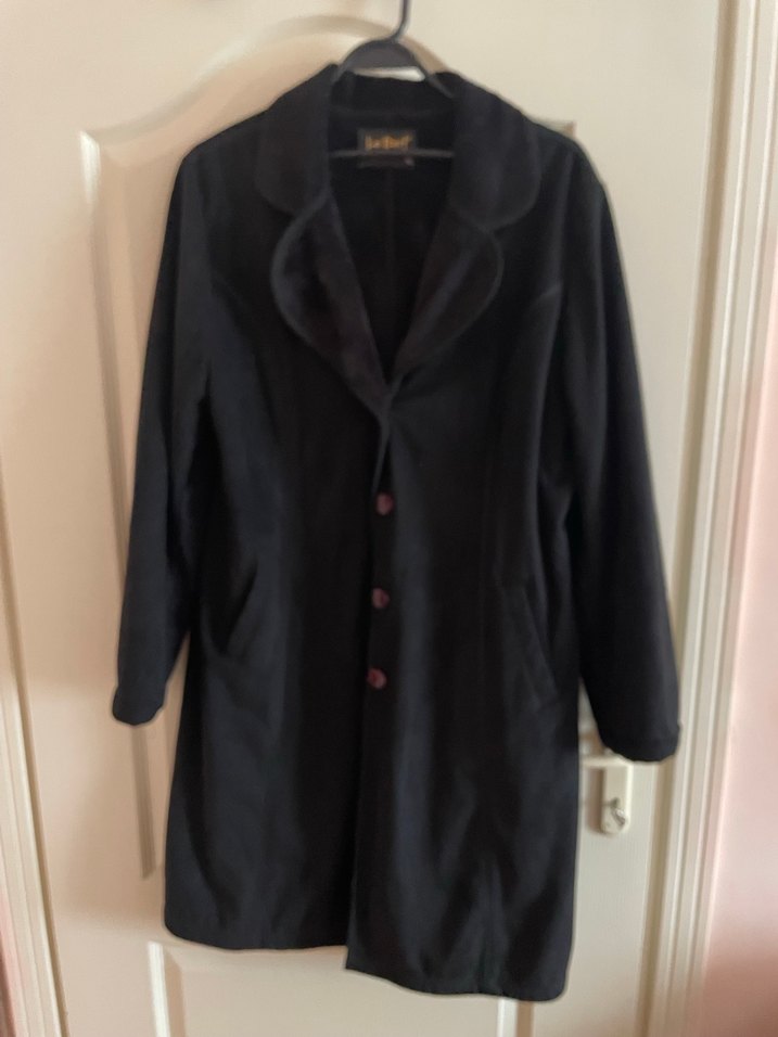 Siyah Uzun Süet Kadın Kaban - Görsel 2