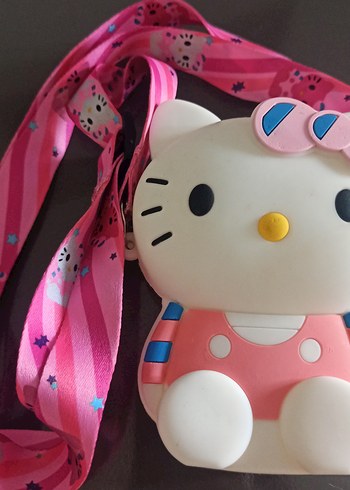 Pembe Hello Kitty Baskılı Kurdeleli Çanta
