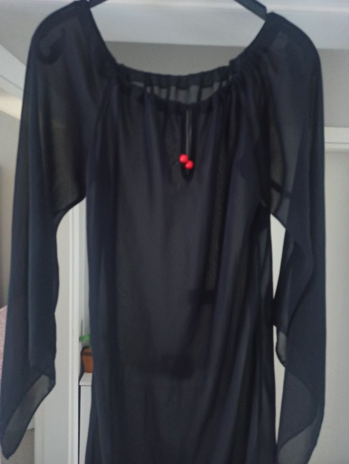 Siyah Uzun Kollu V Yaka Gotik bikini  pareo - Görsel 3