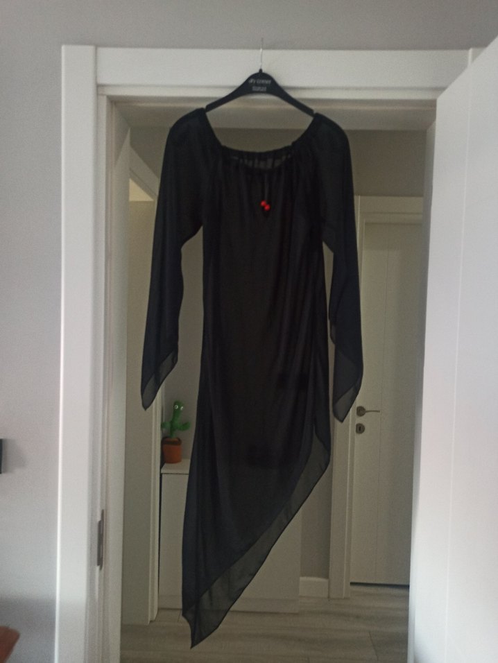 Siyah Uzun Kollu V Yaka Gotik bikini  pareo - Görsel 2