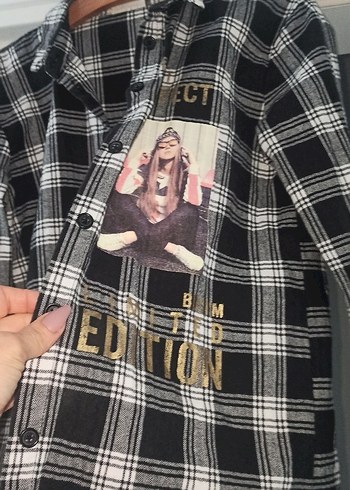 Gri Ekose Desenli Uzun Kollu Kadın Gömlek - Görsel 2