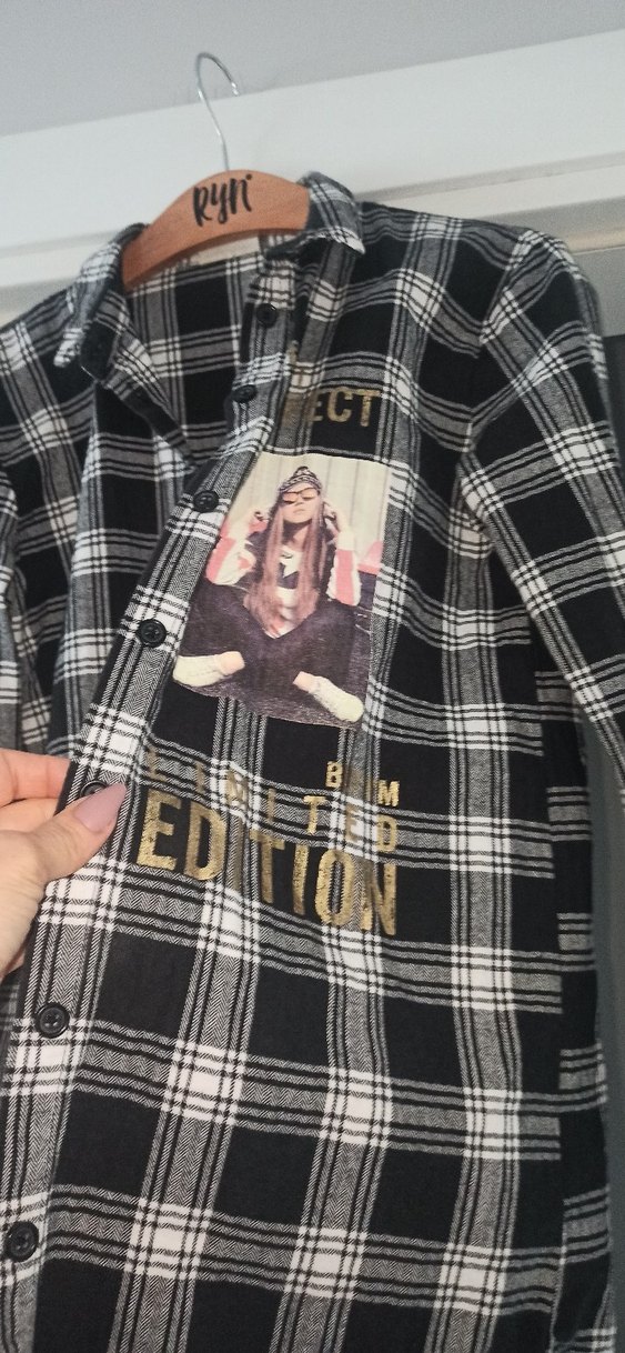 Gri Ekose Desenli Uzun Kollu Kadın Gömlek - Görsel 2