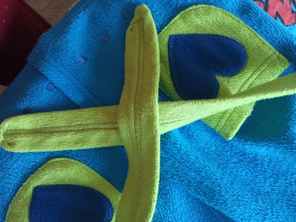 Kapüşonlu Mavi ve Yeşil Erkek Çocuk Bornozu - Görsel 4