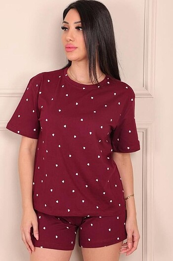 Pamuklu şortlu pijama takımı