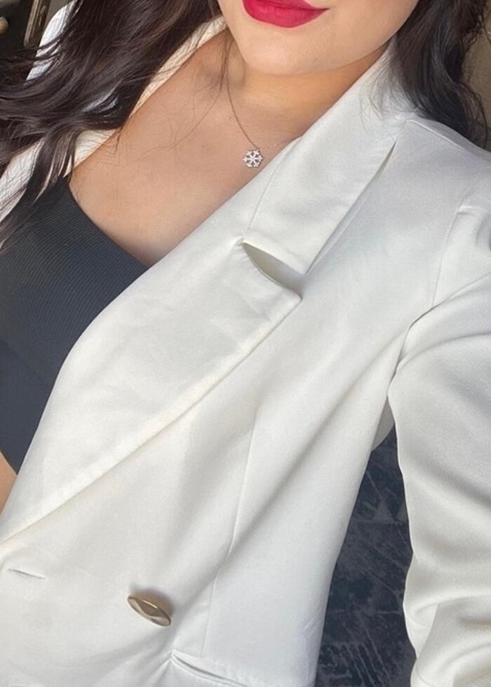 Ekru blazer ceket kadın - Görsel 2