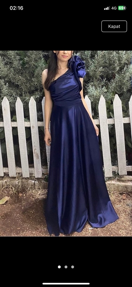 Lacivert  Uzun Abiye Elbise - Görsel 2