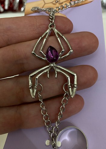 Mor Zincir Detaylı Gotik Kadın El Zinciri - Görsel 5